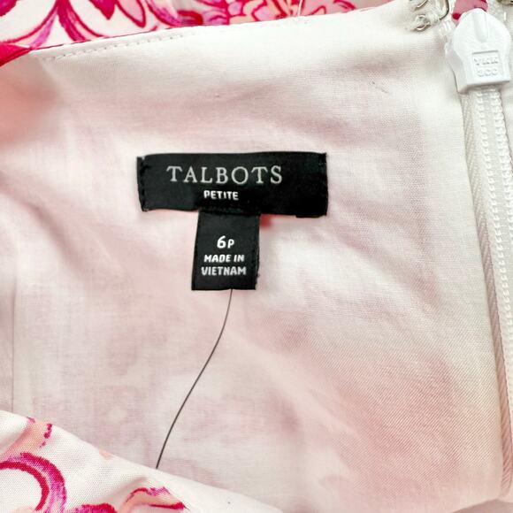 Talbots Women's Printed Tie Waist Midi Dress Size 6 Petite Pink Medallion - Picture 3 of 16